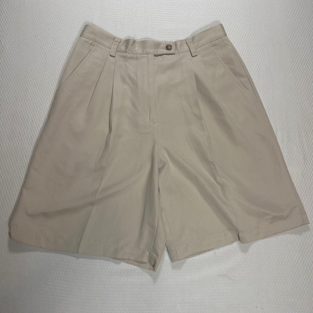 Liz Claiborne Lizsport Khaki Pleated Mom Shorts‎ Tan High Rise Size 10 Vintage